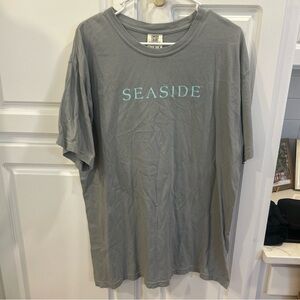 Comfort Colors dark gray with light blue lettering T-Shirt Adult Large SEASIDE